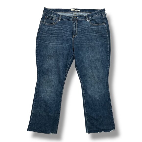 Old Navy Dreamer Dark Wash Boot Cut Blue Jeans Raw Hem Women's Plus Size 20 R - Picture 1 of 14